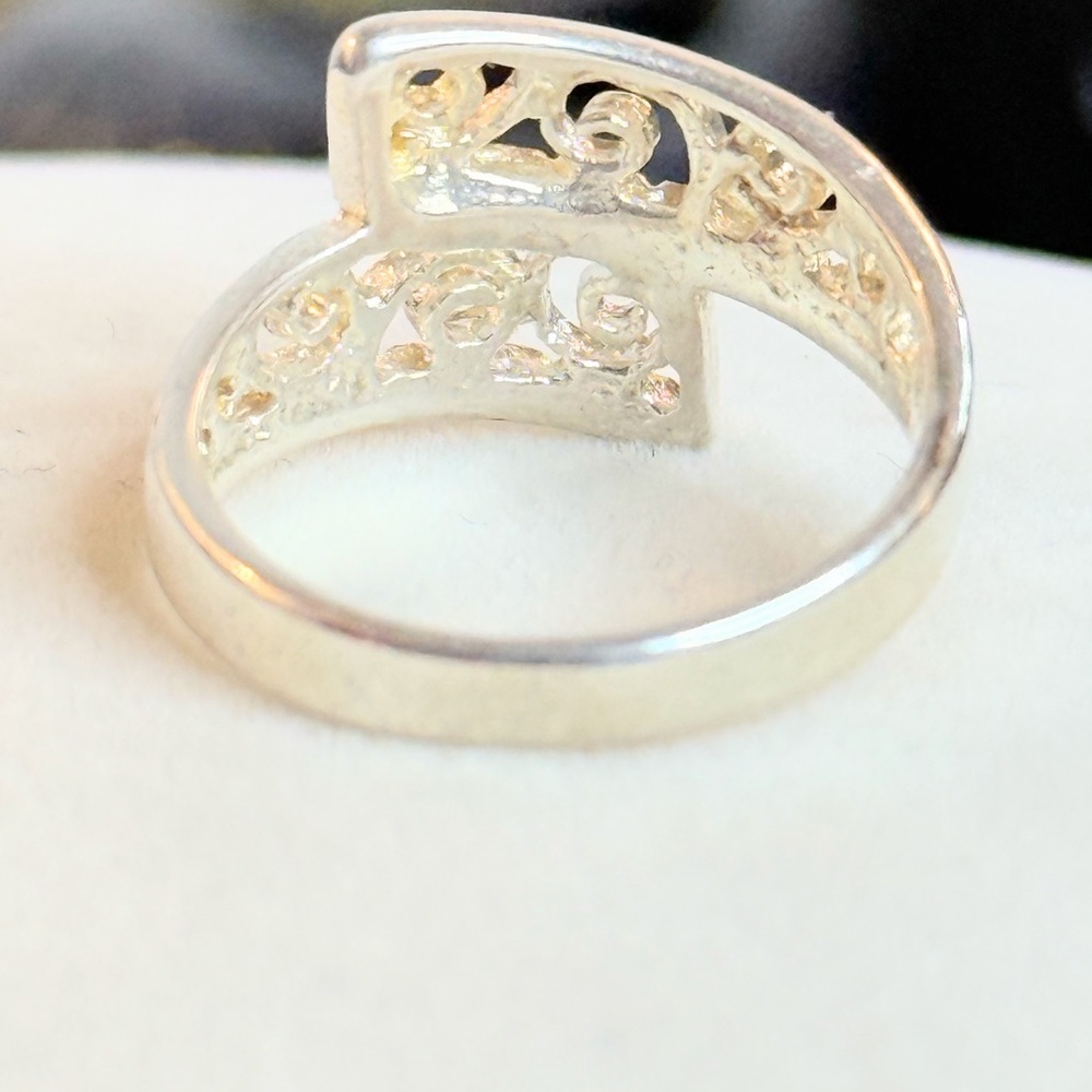 Sterling Silver Scroll Wrap Ring Size 6.5 Open Band 925 Filigree Design - Picture 7 of 10